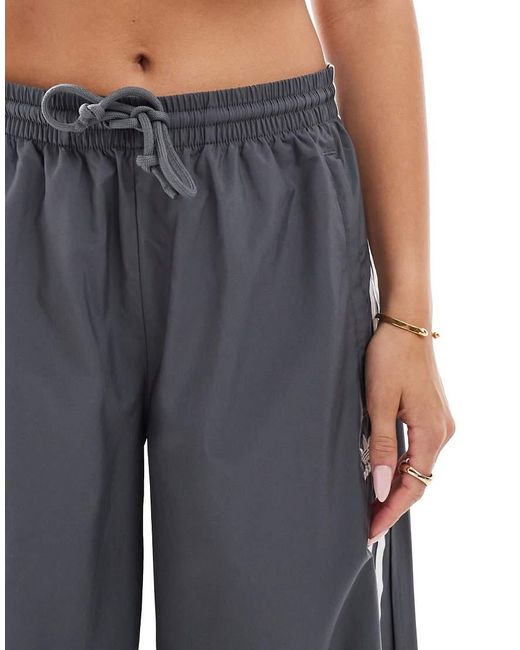 Adidas Originals Gray Three Stripe Oversized Track Pants