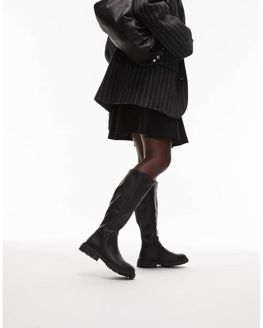 New Look Pu Chunky Knee Boot in Black | Lyst UK