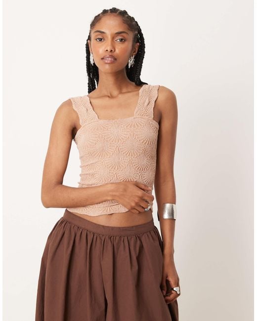 Free People Brown Love Letter Textured Cami Top