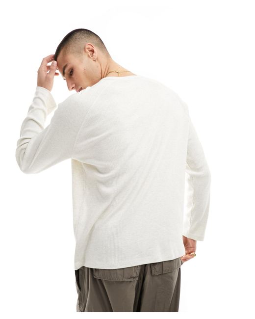 ASOS White Long Sleeve Relaxed Brushed Rib T-shirt for men