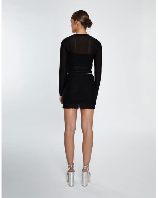 Collective The Label Black Mesh Lettuce Hem Mini Skirt