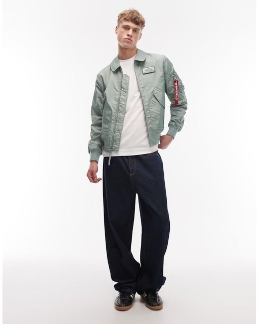 Alpha Industries Gray Bomber Jacket With Logo for men