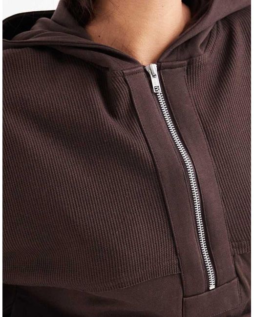 ASOS Black Seamed Hoodie With Waffle Panel Detail
