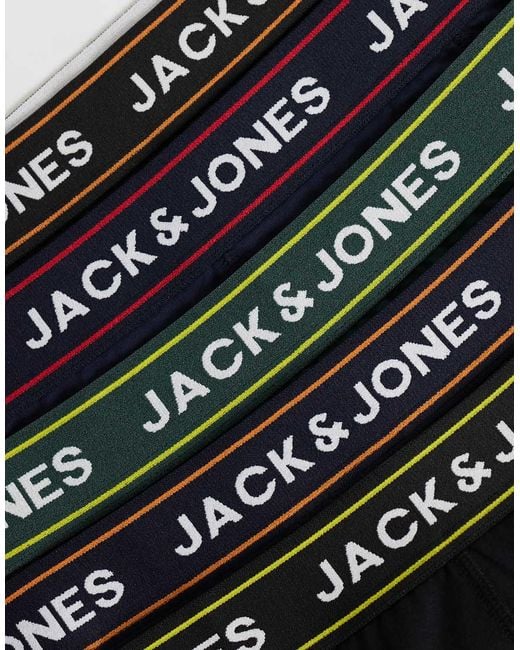 Jack & Jones Blue 5 Pack Of Boxers With Contrast Waistband for men
