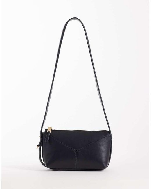 Borsa A Tracolla Strutturata Nera di Mango in White