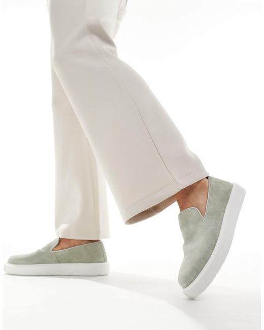 Walk London White Robbie Weave Slip On Loafers for men