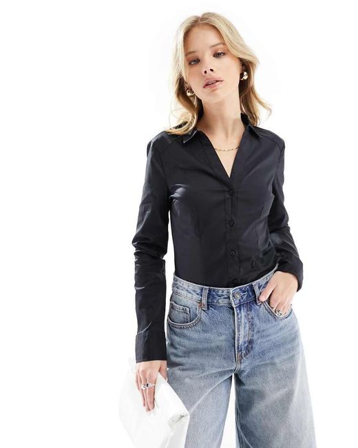Vero Moda Blue Long Sleeved Shirt Bodysuit