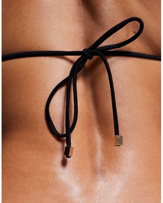 South Beach Black Pleated Triangle Bikini Top