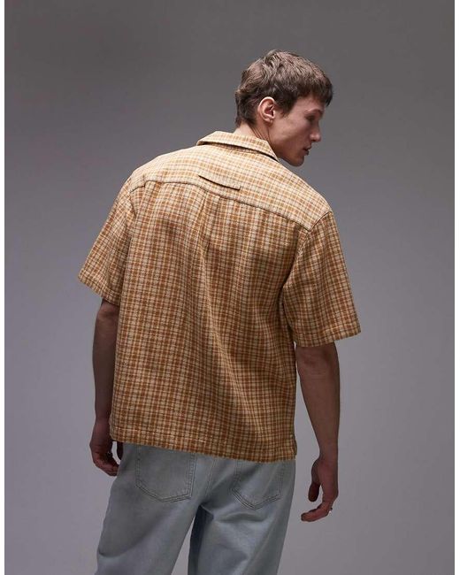 Camisa A Cuadros Holgada De Manga Corta De -Azul Topman de hombre de color Gray