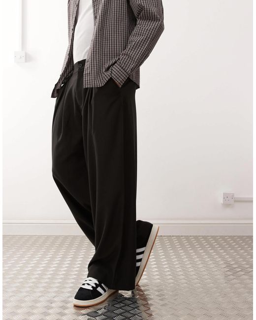 Collusion Black Smart Wide Leg Trouser for men