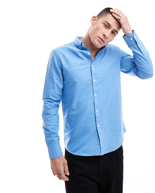 Farah Blue Brewer Long Sleeve Shirt for men