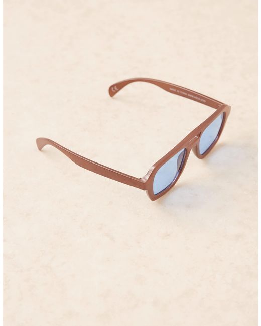 ASOS Brown Chunky Aviator Sunglasses for men
