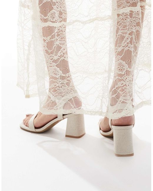 New Look Red – leinenmix-sandalen mit blockabsatz