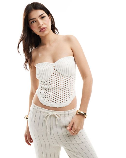 ASOS White Knitted Bandeau Crochet Top