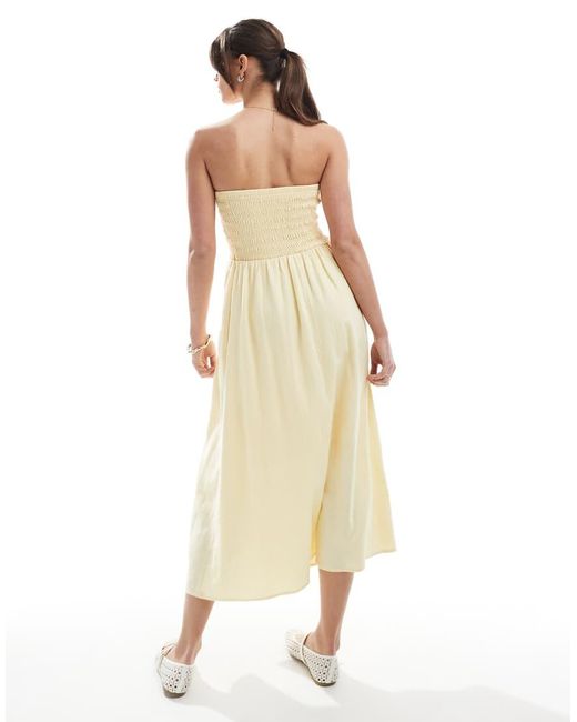 Hollister White Strapless Drop Waist Panelled Midi Dress