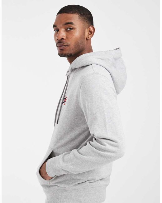 Tommy Hilfiger Gray Flag Zip Through Hoodie for men