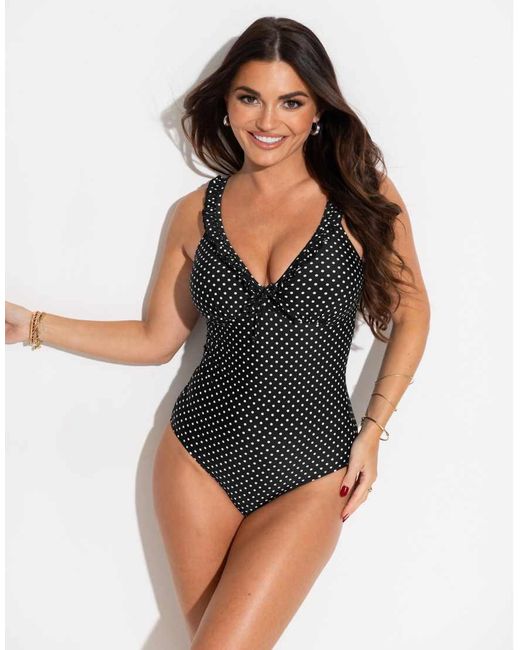 Pour Moi Blue Sicily Frill Tummy Control Swimsuit