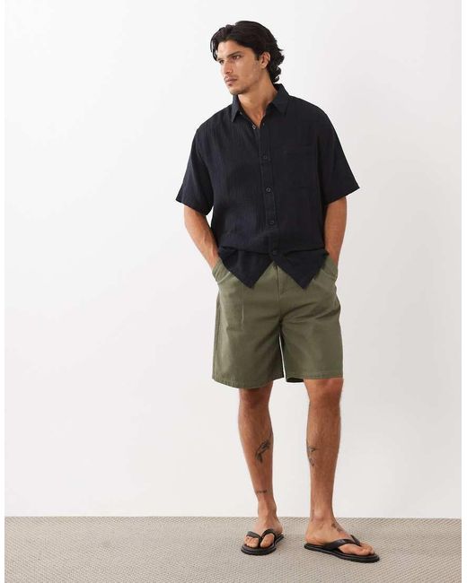 ASOS Black Relaxed Cheesecloth Shirt for men