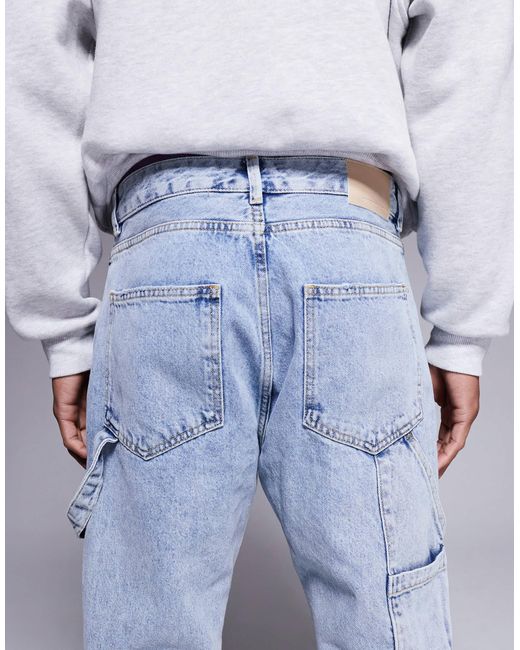 The Couture Club Blue Carpenter Rivet Detail Jeans for men