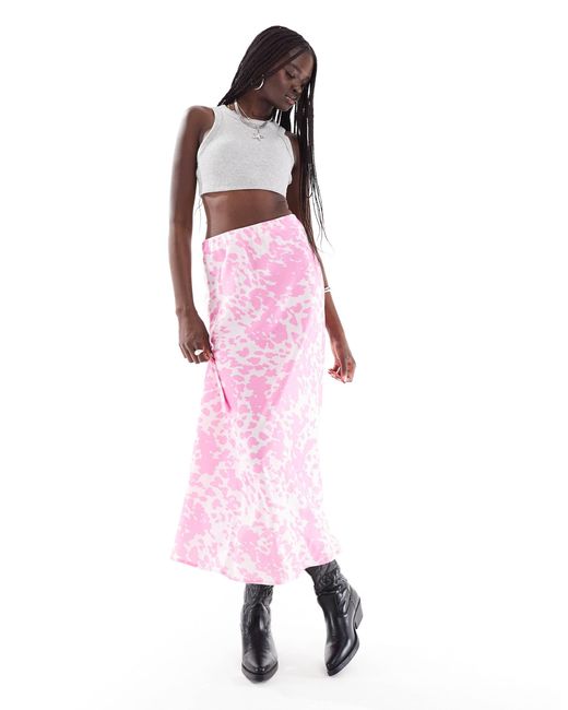 Pieces Pink – maxirock aus satin