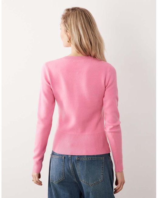 Threadbare Pink Crew Neck Cardigan