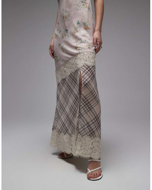 ASOS Gray Lace Sleeve Detailing Asymmetric Seam Maxi Dress