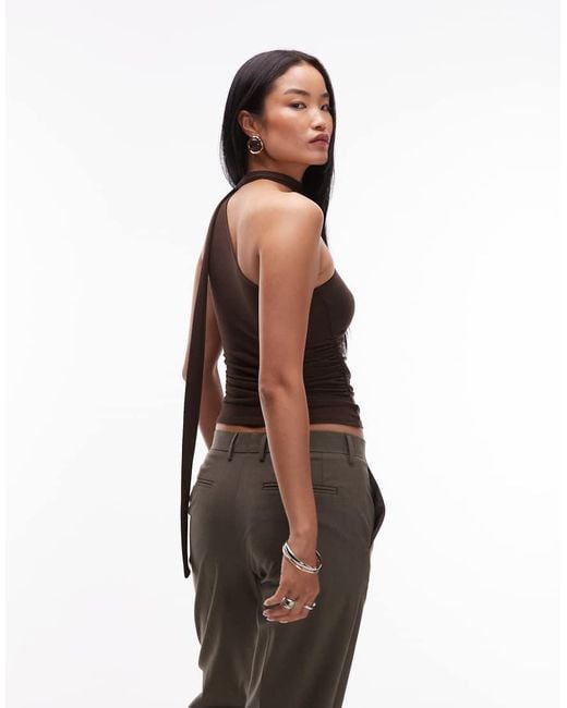 Mango Black Neck Detail Asymmetric Top