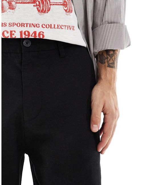 Only & Sons White baggy Fit Linen Trousers for men