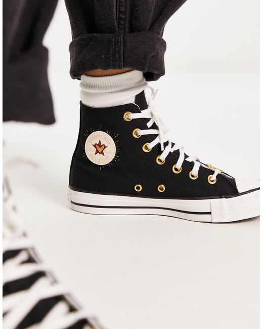 Converse Chuck Taylor - All Star Hi - Hoge Sneakers Met Hartjesborduursels in het Black