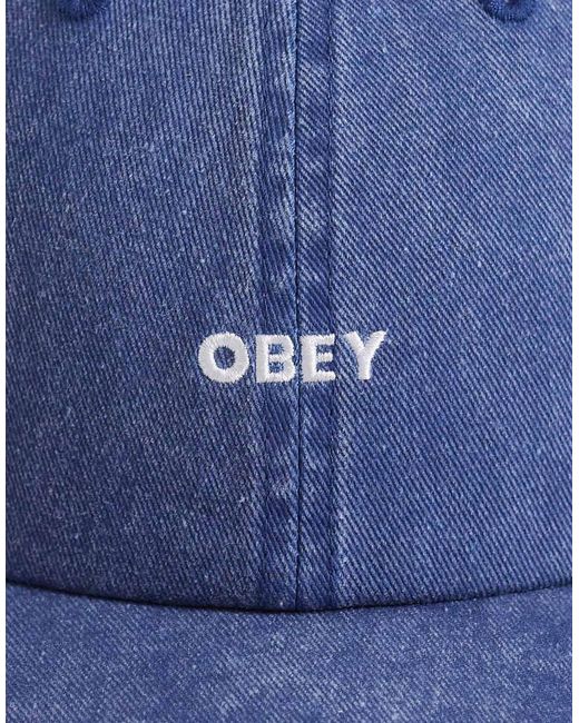 Obey Blue Pigment Bold Logo Six Panel Strapback Cap