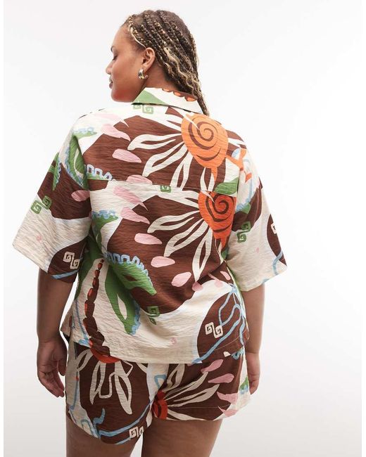 ASOS Multicolor Asos Design Curve Short Sleeve Shirt Co-ord