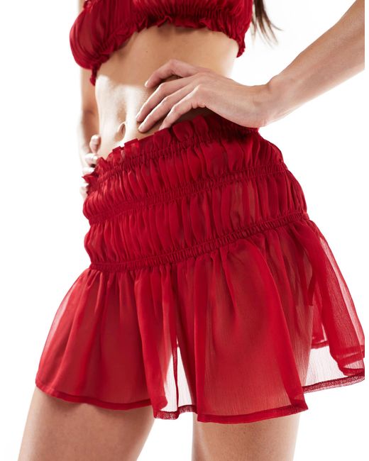 Miss Selfridge Red – gesmokter minirock