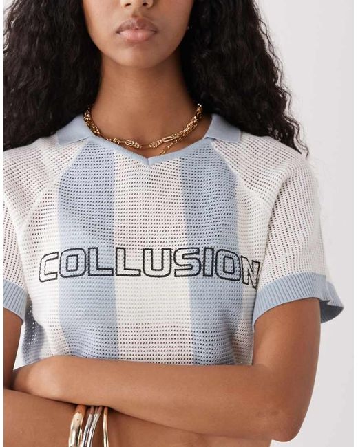 Collusion White Knitted Textured Footy Top