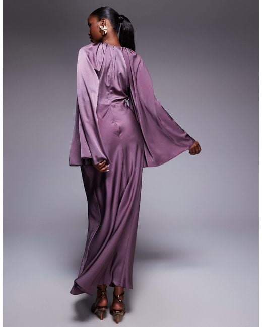 ASOS Purple – langärmliges maxikleid aus satin