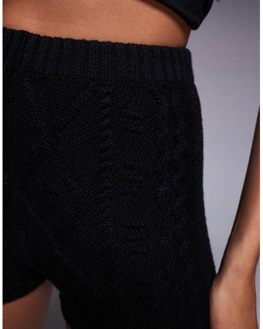 AFRM Black Heavy Cable Knit Hot Pant Short Co-ord