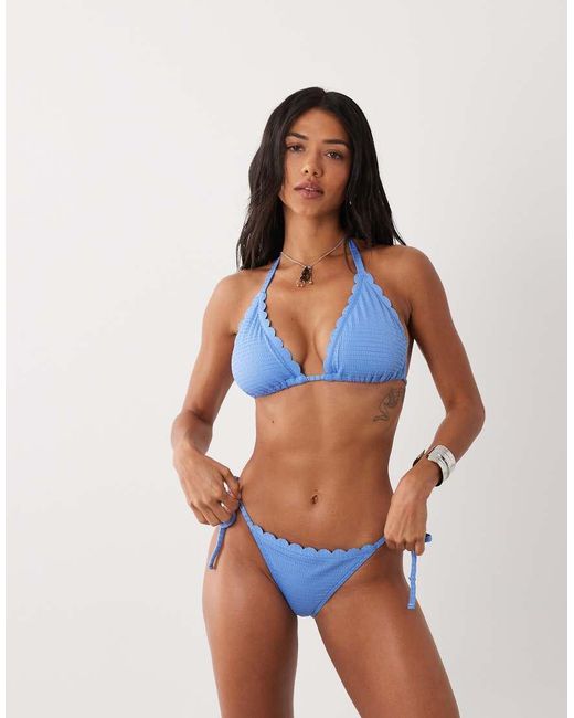 Peek & Beau Blue Textured Scallop Triangle Bikini Top