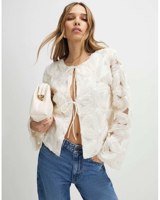 River Island Blue Long Sleeve 3D Floral Jacket