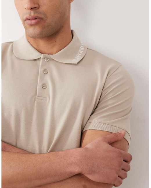 Emporio Armani Blue Bodywear Polo With Logo Collar for men