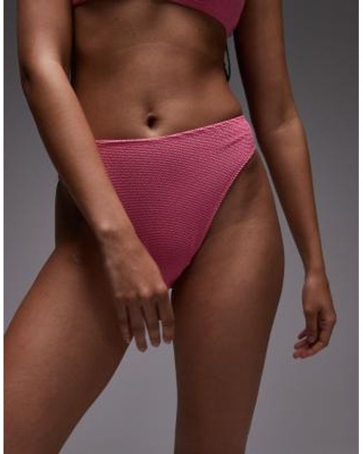 & Other Stories Red Crinkle High Leg Bikini Bottom