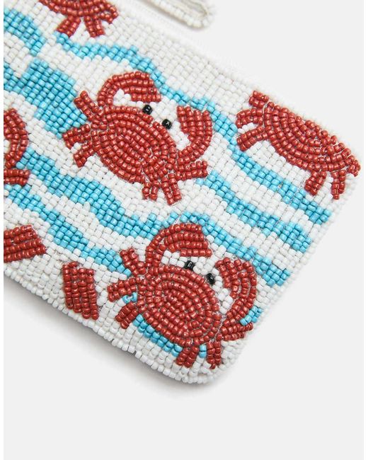 Pull&Bear White Beaded Zip Wallet