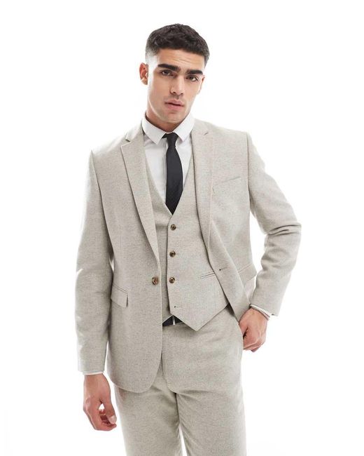 ASOS Smal Colbert Met Wol in het Gray voor heren