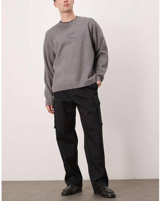 Pantaloni Cargo Dritti Neri di Calvin Klein in Black da Uomo