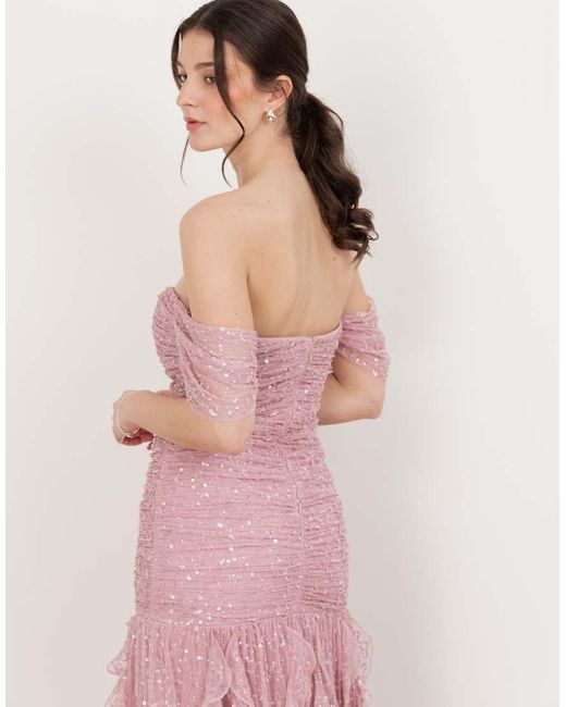 Maya Pink Embellished Bardot Maxi Dress
