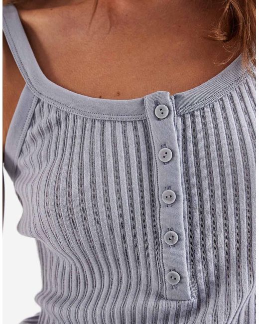 & Other Stories Gray Longline Ribbed Vest With Button Details