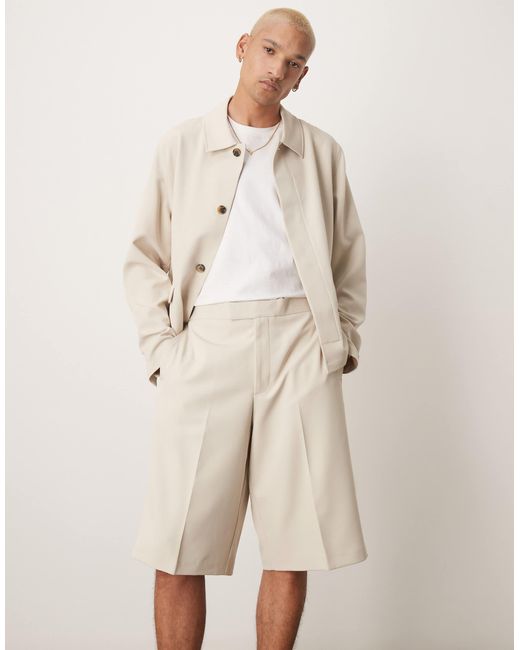 ASOS – elegante bermuda-shorts aus twill in Natural für Herren