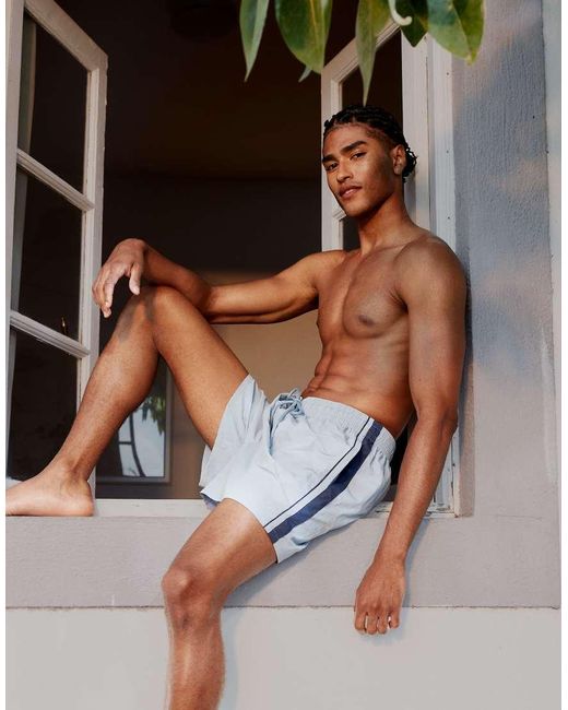 Abercrombie & Fitch Blue Relaxed Short With Contrast Side Stripe for men