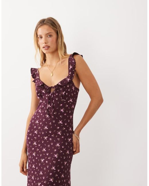 Miss Selfridge Red Cami Ruffle Maxi Dress