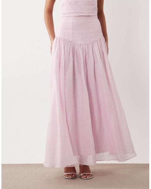 Bardot Pink Amorette Ramie Maxi Skirt