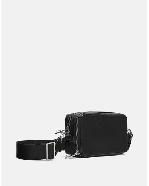 Pull&Bear Black Embellished Crossbody Bag for men