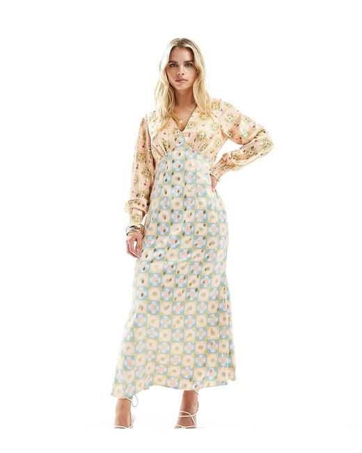 Never Fully Dressed White Petite Balloon Sleeve Metallic Maxi Dress